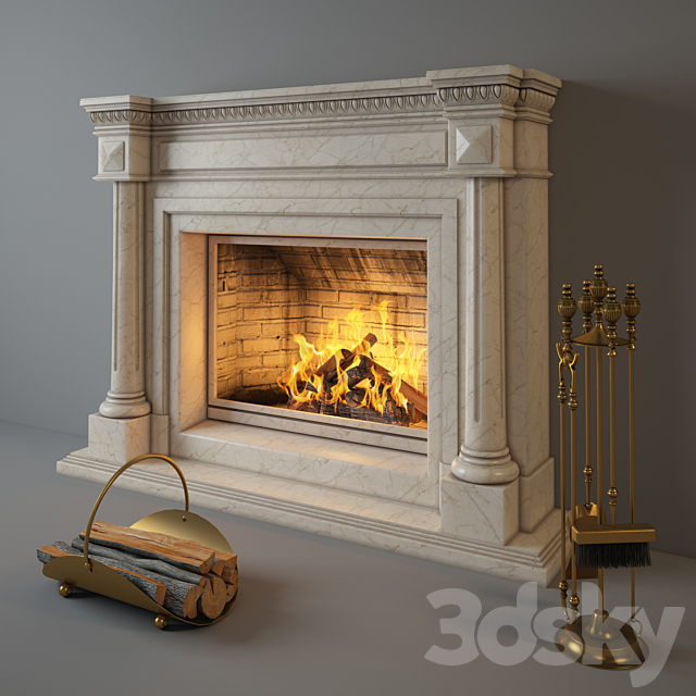 Fireplace Charlotte with accessories. 3DSMax File - thumbnail 2
