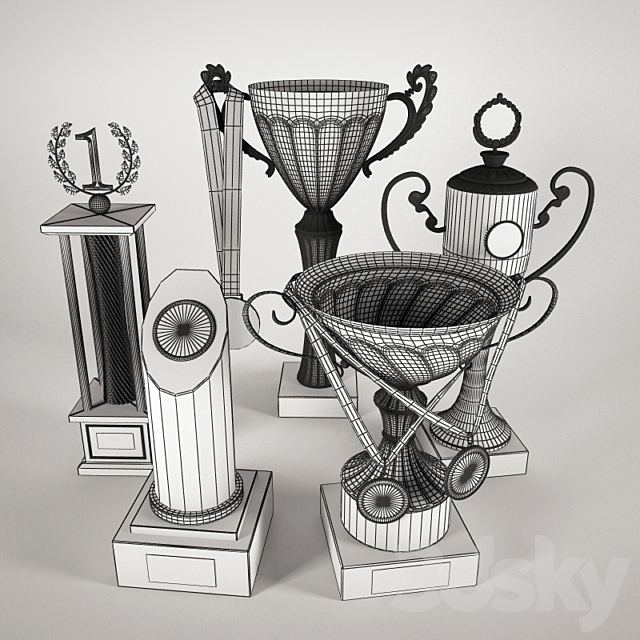 Cups and medals 3d