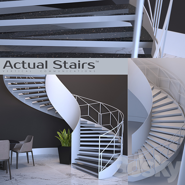 spiral staircase Actual Stairs 3DSMax File - thumbnail 1