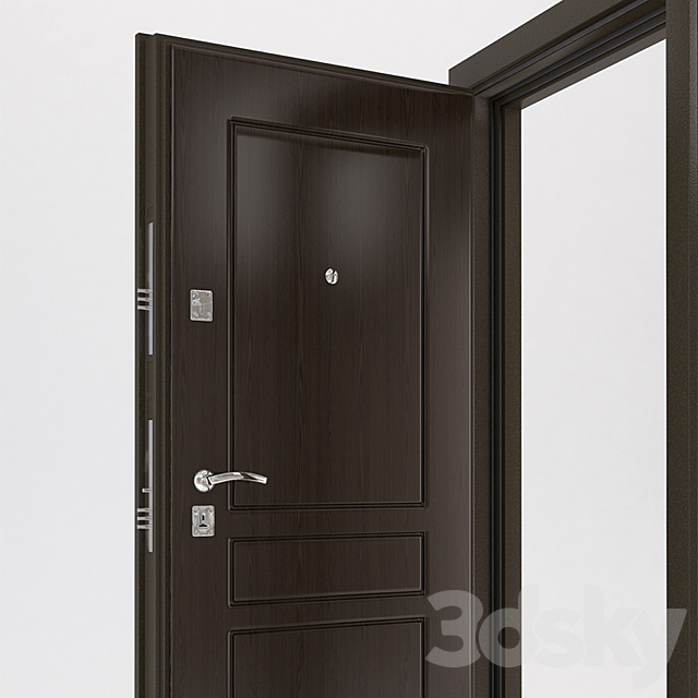 Front door metal wood 3d