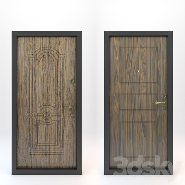 Entrance doors with decorative overlays 3d