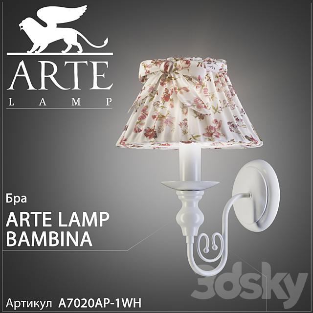 Sconce Arte lamp Bambina A7020AP-1WH 3DSMax File - thumbnail 1