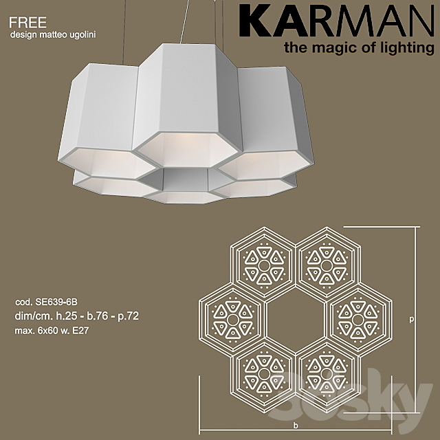 Ceiling suspended Karman FREE 3d