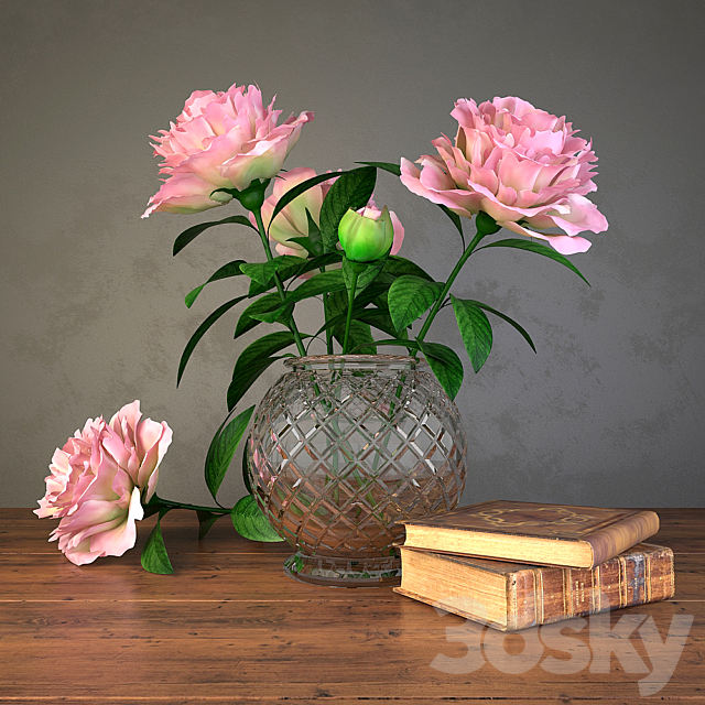 flowers and books 3DSMax File - thumbnail 1