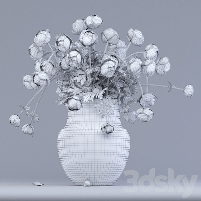 Bouquet globeflowers 3d