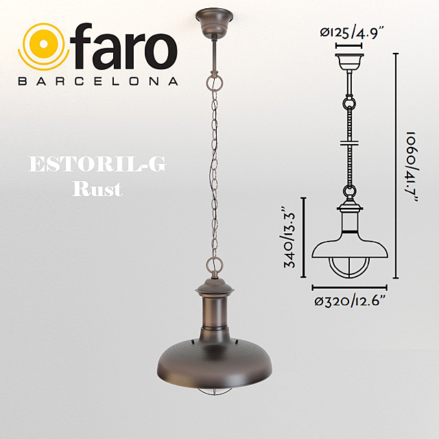 Faro ESTORIL-G Rust pendant lamp 3d