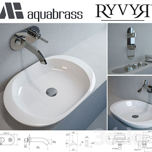 Aquabrass – set + sink faucets RYVYR 3DSMax File - thumbnail 1