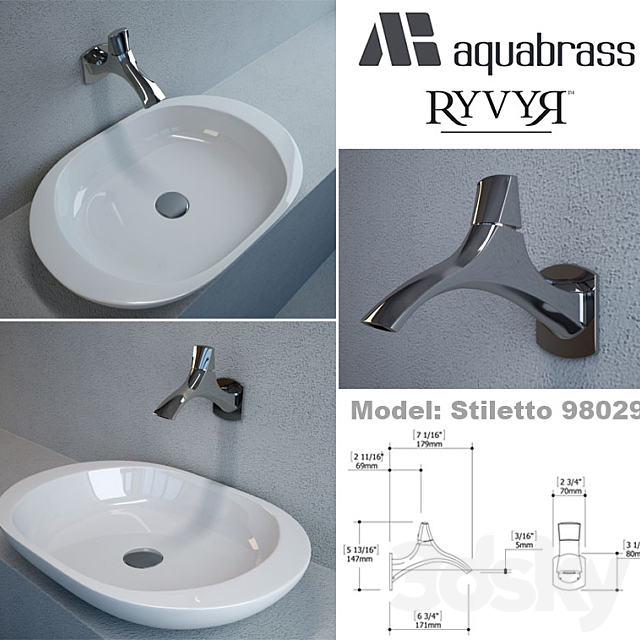 Aquabrass – set + sink faucets RYVYR 3DSMax File - thumbnail 3