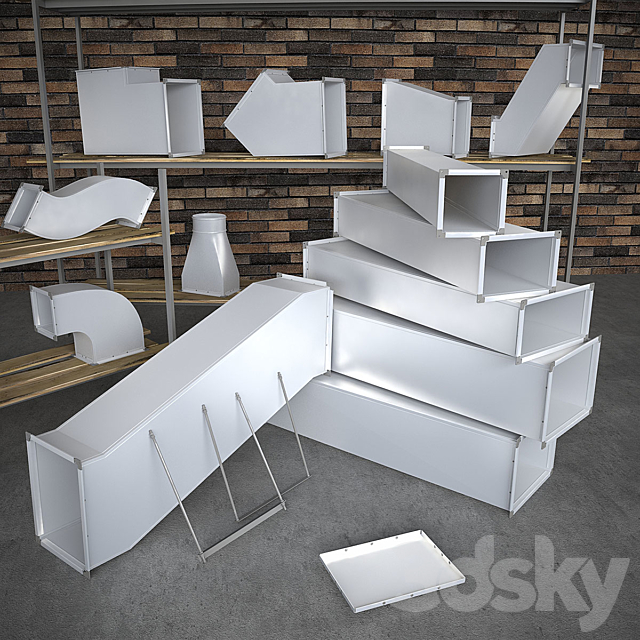 Rectangular duct (duct ventilation) 3d