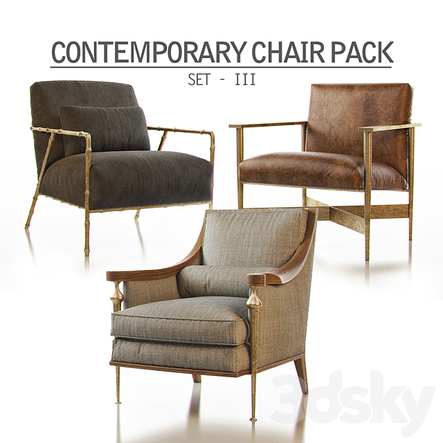 Contemporary Chair Pack – Set III 3DSMax File - thumbnail 1