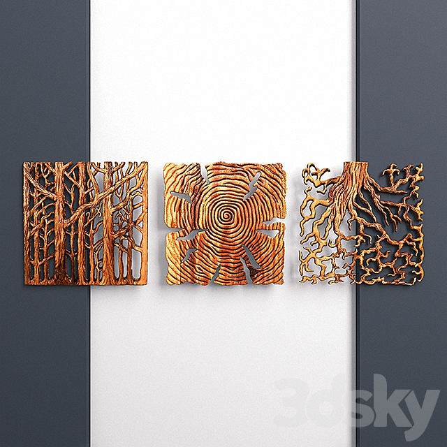 «Wooden Triptych Wall Panel» 3DSMax File - thumbnail 1