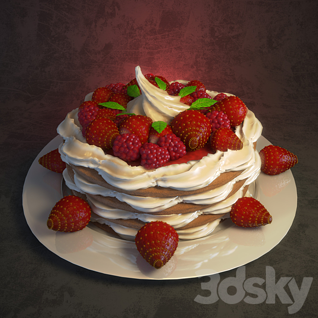 Cake with berries 3DSMax File - thumbnail 1