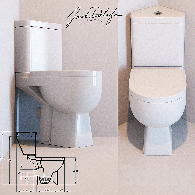Toilet Jacob Delafon Odeon Up 18557K (E4702). E4741 3DSMax File - thumbnail 1