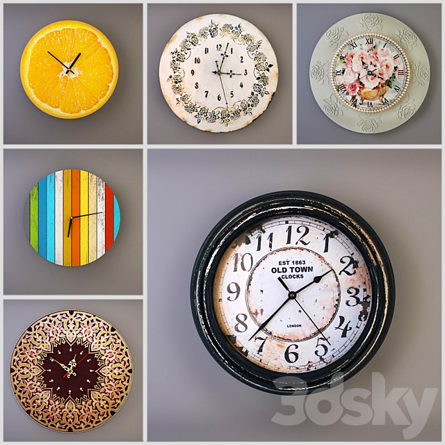Collection of wall clocks handmade 3DSMax File - thumbnail 1