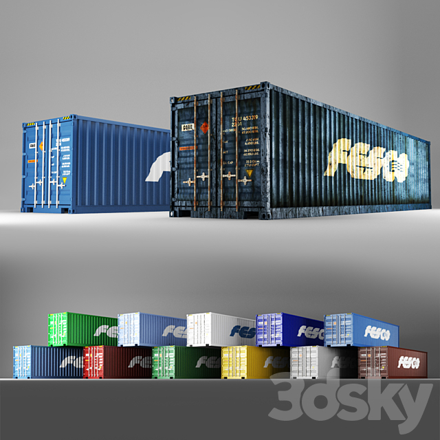 40 ft shipping container Fesco 3DSMax File - thumbnail 1