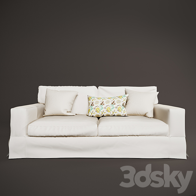 PB comfort square slipcovered sleeper sofa 3DSMax File - thumbnail 1