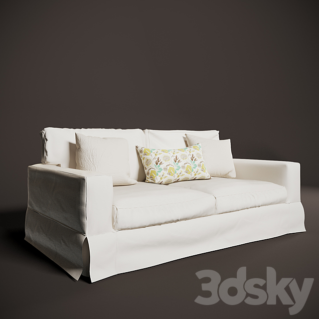 PB comfort square slipcovered sleeper sofa 3DSMax File - thumbnail 2