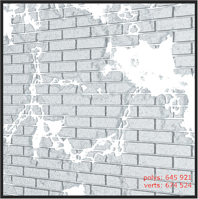Seamless brick wall with chipped and cracked 3DSMax File - thumbnail 2