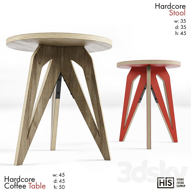 HIS – Hardcore Stool and Coffee Table 3DSMax File - thumbnail 1