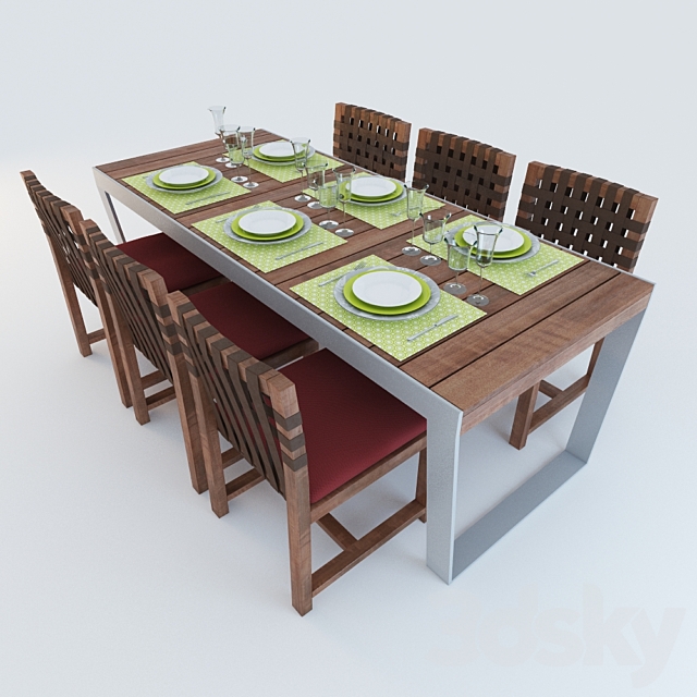 Tables and chairs. Outdoor furniture Roda 3DSMax File - thumbnail 1