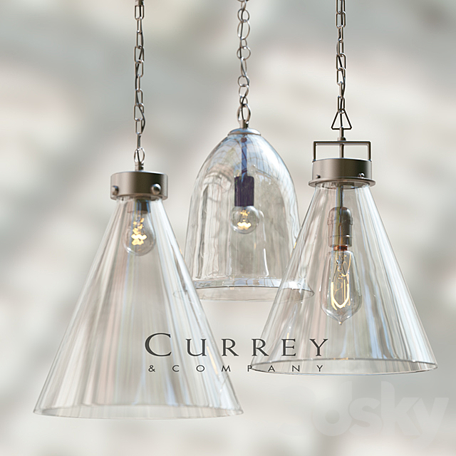 Kitchen glass pendant set by Currey 3DSMax File - thumbnail 1