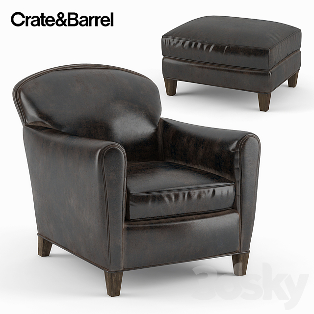 Crate&Barrel _ Eiffel Leather Chair 3DSMax File - thumbnail 1