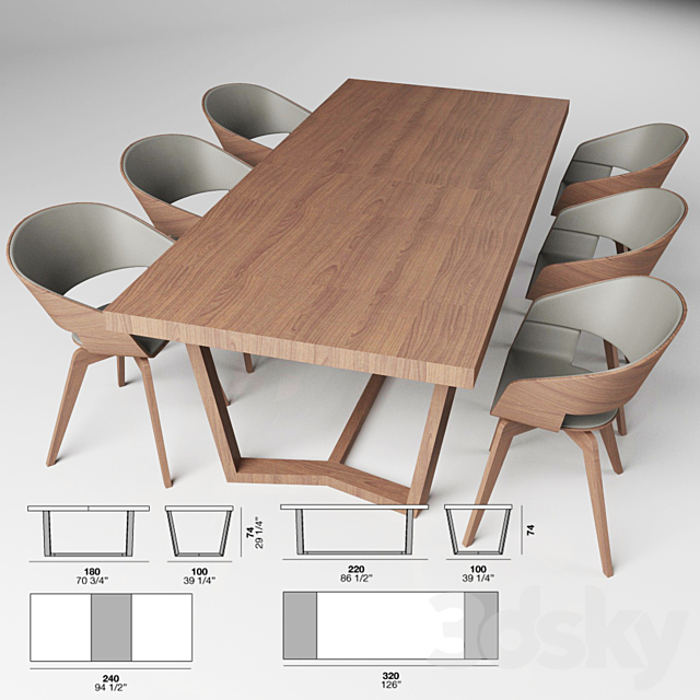 Table + Chair (Alf -CARTESIO 2.0 + COSTANZA) 3DSMax File - thumbnail 1