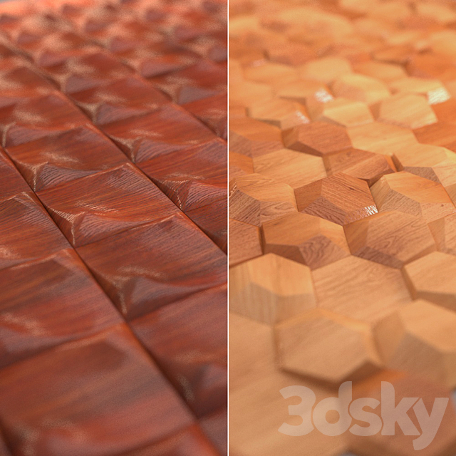 Relief wooden wall tiles 3DSMax File - thumbnail 1