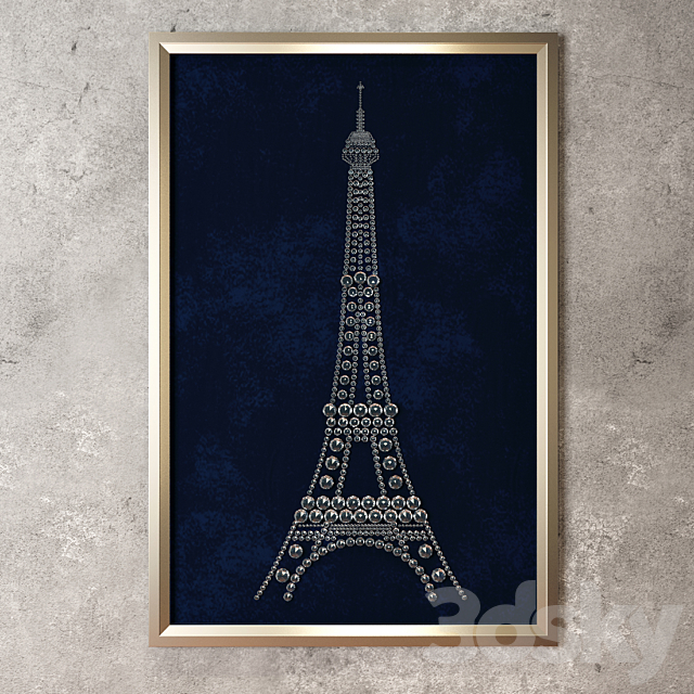 Panel Eiffel Tower and Big Ben 3d