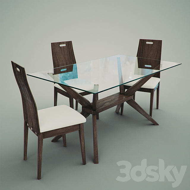 Magna 5-Piece Dining Set with Haline Chairs 3DSMax File - thumbnail 1