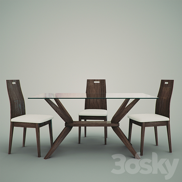 Magna 5-Piece Dining Set with Haline Chairs 3DSMax File - thumbnail 2