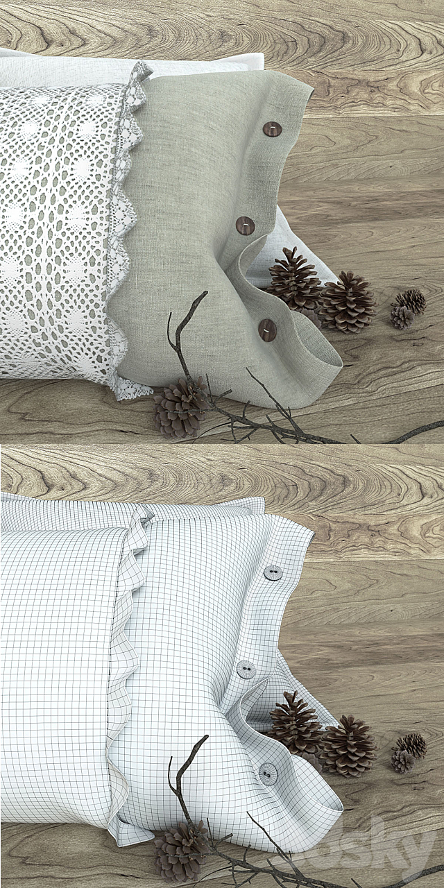 Pillows in country style 3d
