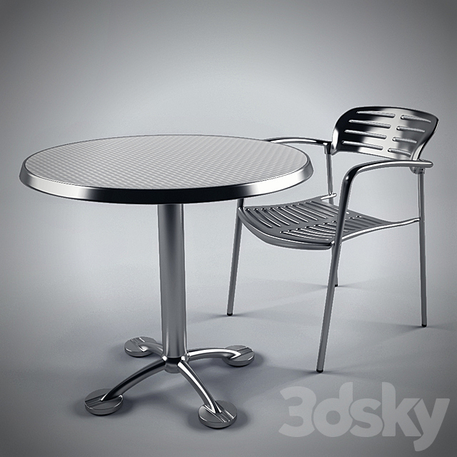 Toledo Stacking Chair and Pensi Table 3d