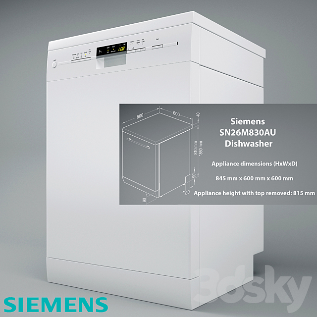 SN26M830AU SIEMENS speedMatic Dishwasher 3DSMax File - thumbnail 1