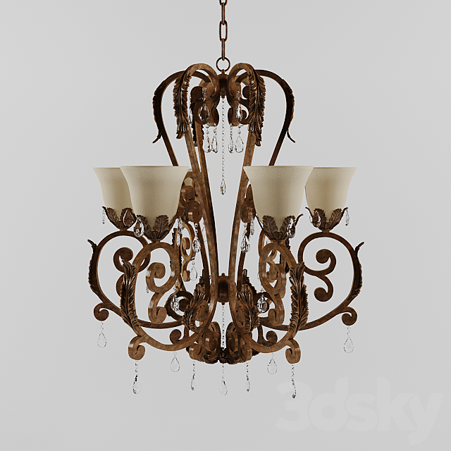 Valentina Iron Leaf Collection Six Light Chandelier 3DSMax File - thumbnail 1