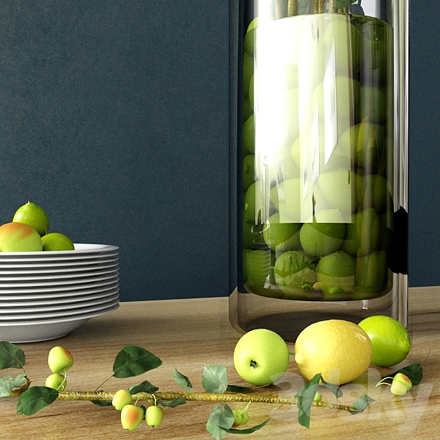 Set with citrus 3d