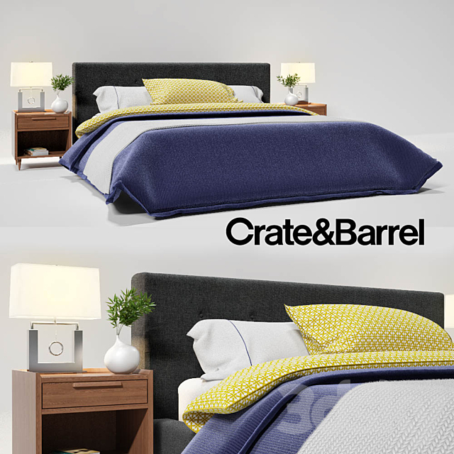 Crate & Barrel Tate King Bed 3DSMax File - thumbnail 1