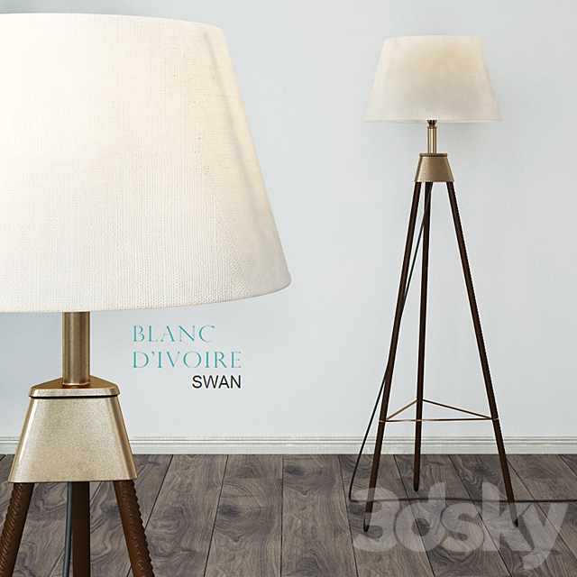 Blanc Divoire TRIPOD lamp. 2 versions 3d