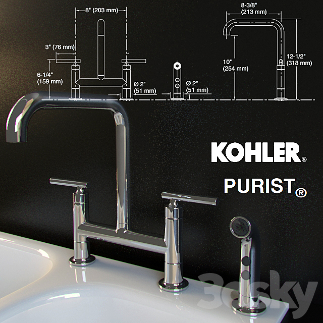 Purist faucet and sink Executive Chef Kohler 3d