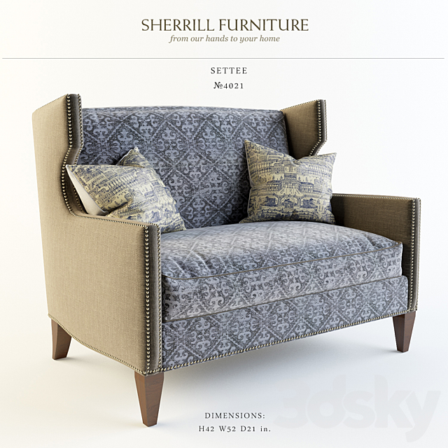 Sherrill Furniture_Settee_?4021 3DSMax File - thumbnail 1