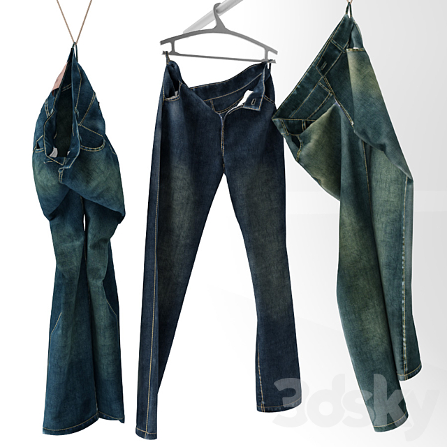 Jeans on a hanger and hook 3DSMax File - thumbnail 1