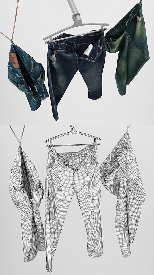 Jeans on a hanger and hook 3DSMax File - thumbnail 3