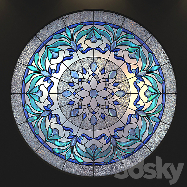 Stained glass round 3d