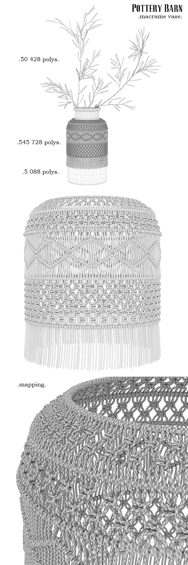 Pottery Barn Macrame Vase 3d
