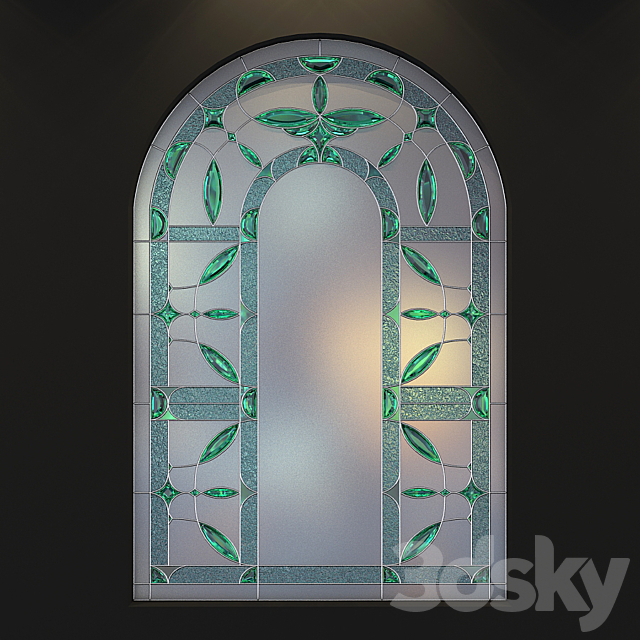 Stained glass for windows with arch 3d
