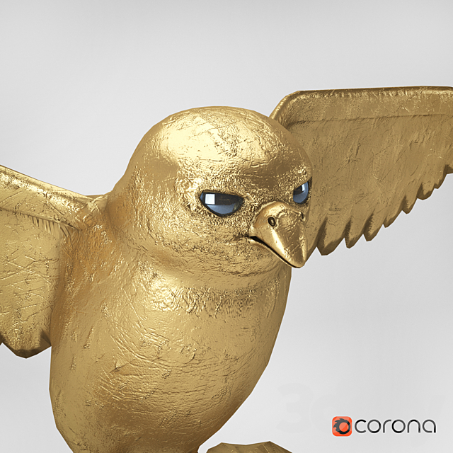 Gold owl on a stand 3DSMax File - thumbnail 2