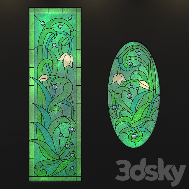 Stained-glass windows. a set of 3d