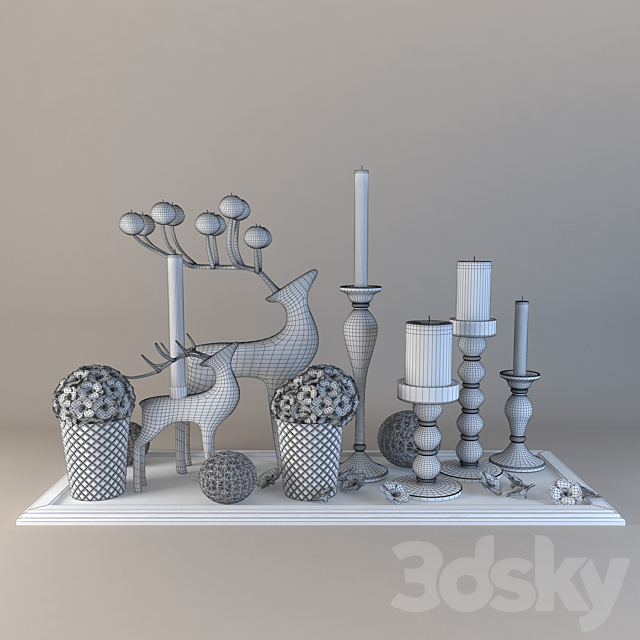 Decor with candles 3d