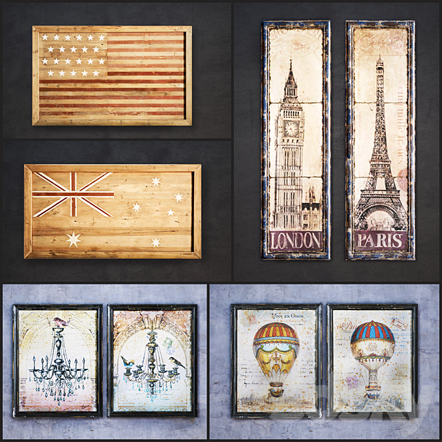 The picture in the frame: 9 piece (Collection 8) 3DSMax File - thumbnail 1