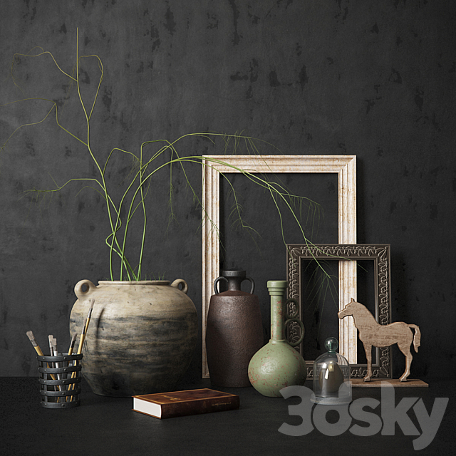 Decorative set with vases 3d